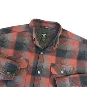 Kuhl Joyrydr Flannel Fleece Lined Shirt Jacket Mens Large Red Black Plaid Snap